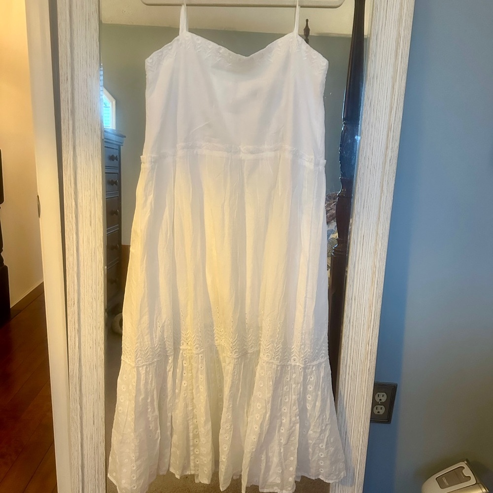 J. Crew White Strapless Eyelet Sundress